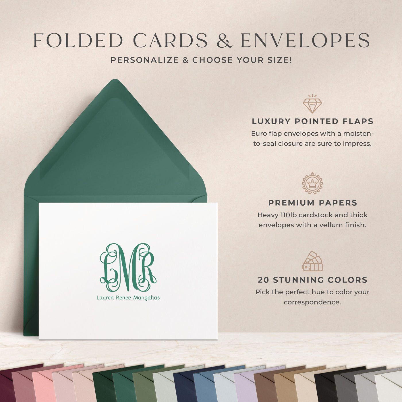 Vine Monogram: Folded Card Set