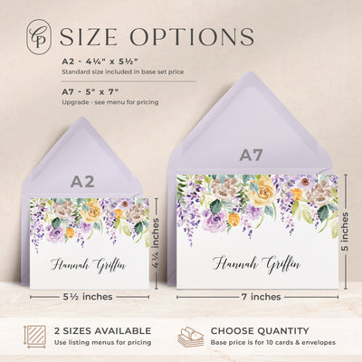 Purple Flowers: Folded Card Set