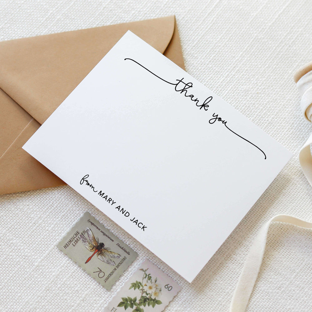 Our designs range from professional to fun, including this calligraphy-inspired thank you card
