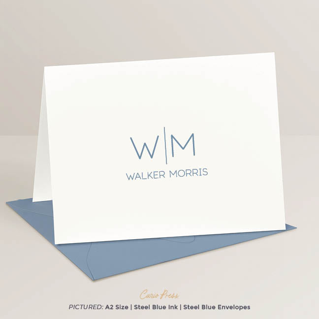 Thin Line Monogram Monogrammed Folded Note Cards Curio Press