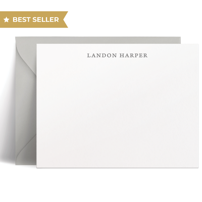 Our best selling Simplicity note card set features your name in a classic modern font and is available in your color choice