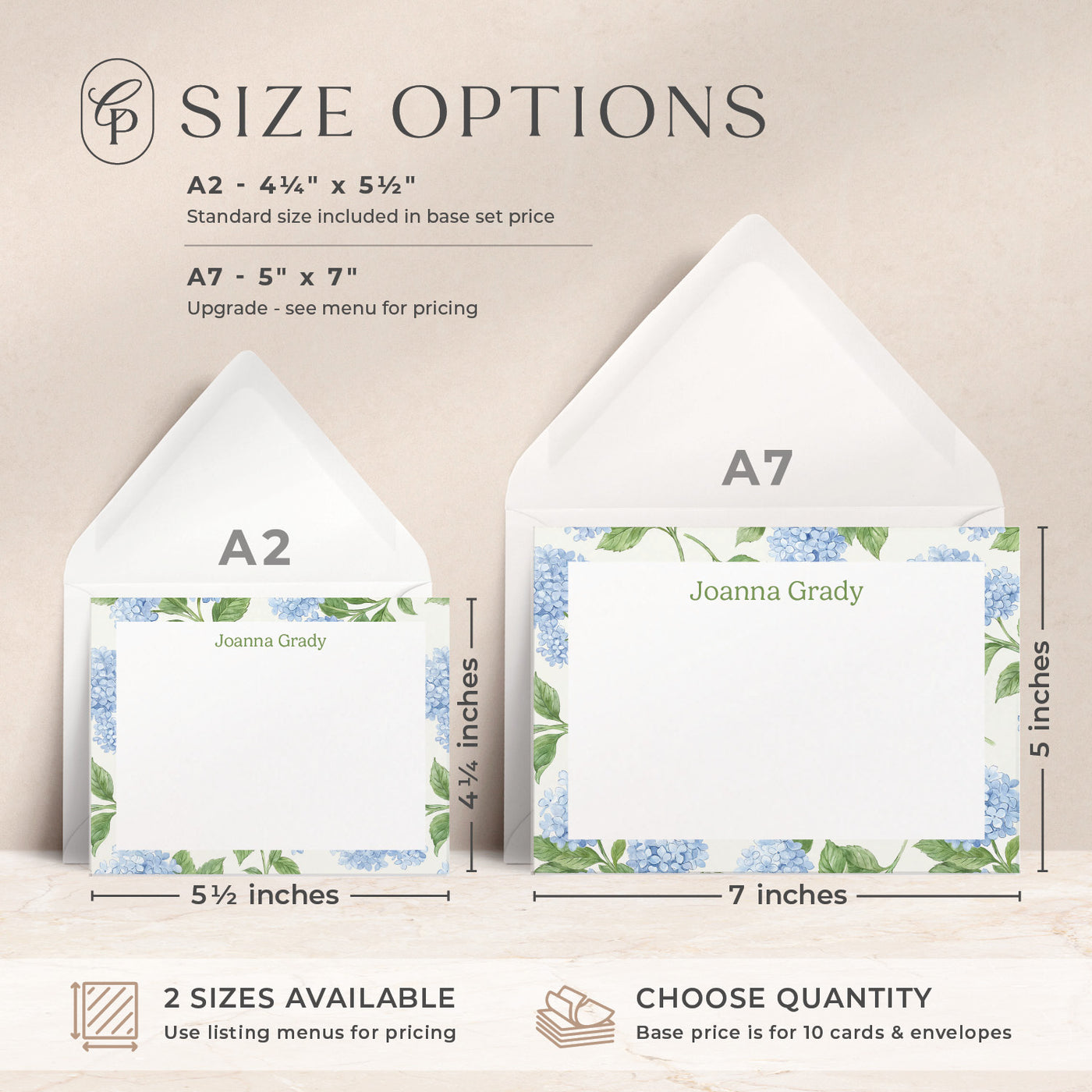 Hydrangea Bouquet | Customized Note Cards | Curio Press