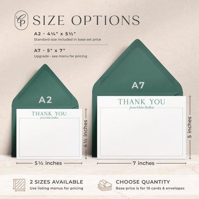 Our custom cards are available in both A2 and A7 sizes and made with thick luxe card stock