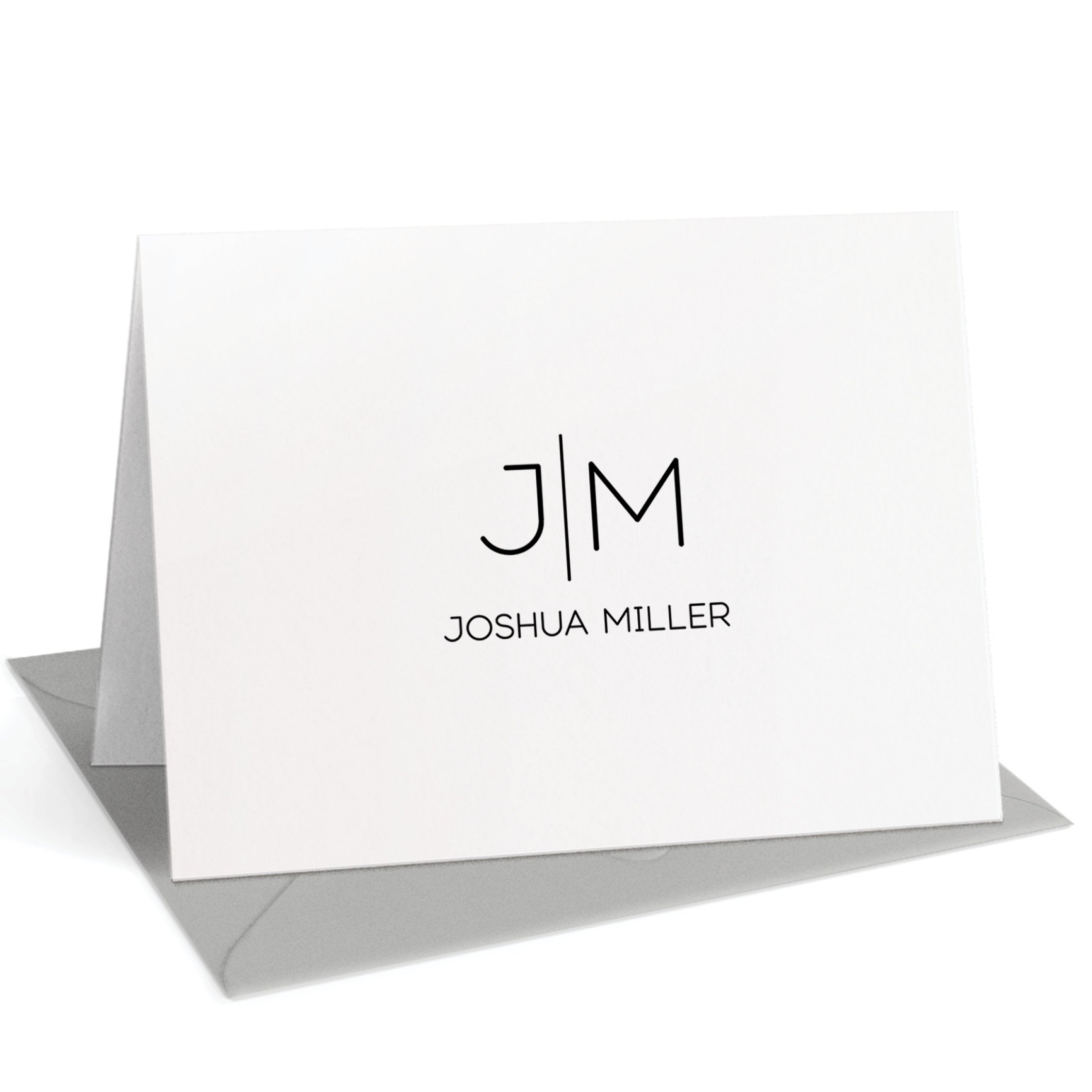 Thin Line Monogram | Monogrammed Folded Note Cards | Curio Press
