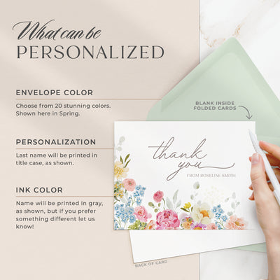 Select your personalization, envelope color and ink color on our completely custom note cards