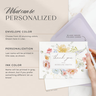Select your personalization, envelope color and ink color on our completely custom note cards