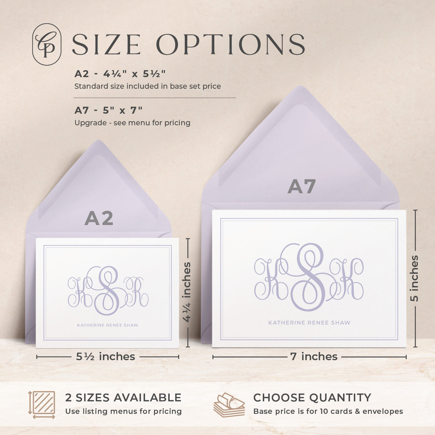 Classic Monogram | Monogrammed Folded Note Cards | Curio Press