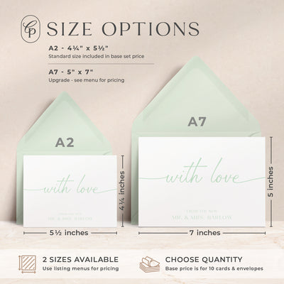 Our custom cards are available in both A2 and A7 sizes and made with thick luxe card stock