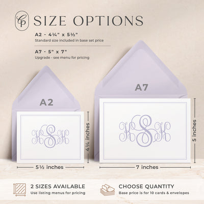 Our custom cards are available in both A2 and A7 sizes and made with thick luxe card stock