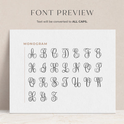 A preview of how the font will appear when printed on your personalized note cards
