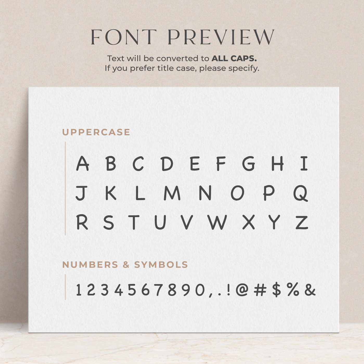 A preview of how the font will appear when printed on your personalized notepad