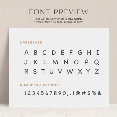 A preview of how the font will appear when printed on your personalized notepad