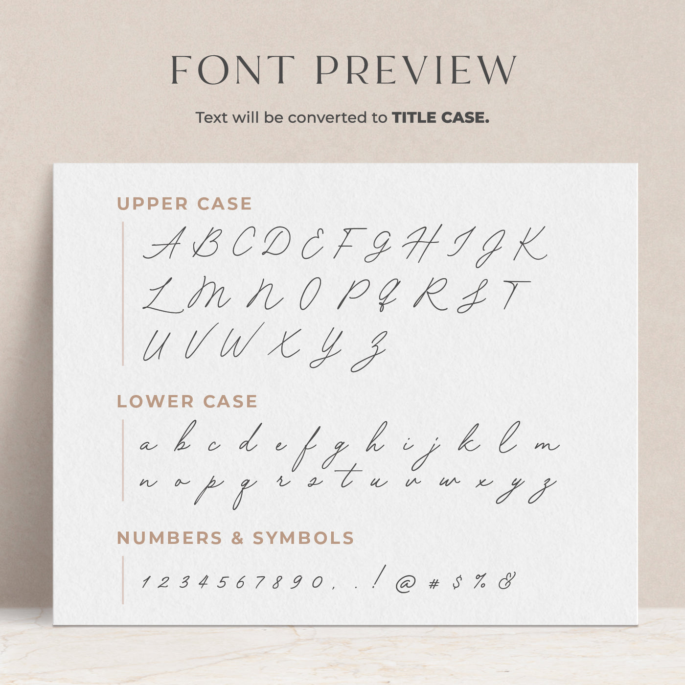 A preview of how the font will appear when printed on your personalized notepad