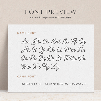 A preview of how the font will appear when printed on your personalized notepad