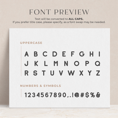 A preview of how the font will appear when printed on your personalized notepad