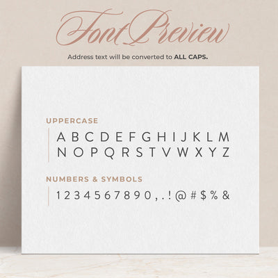 A preview of how the font will appear on your custom return address stamp