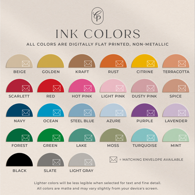 Choose from our diverse palette of stunning ink colors for your custom notepad