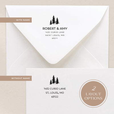 Our custom address stamps come in 2 layout options where you can include a name or have your address only