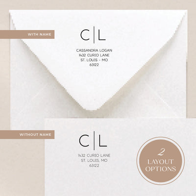 Our custom address stamps come in 2 layout options where you can include a name or have your address only
