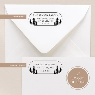 Our custom address stamps come in 2 layout options where you can include a name or have your address only