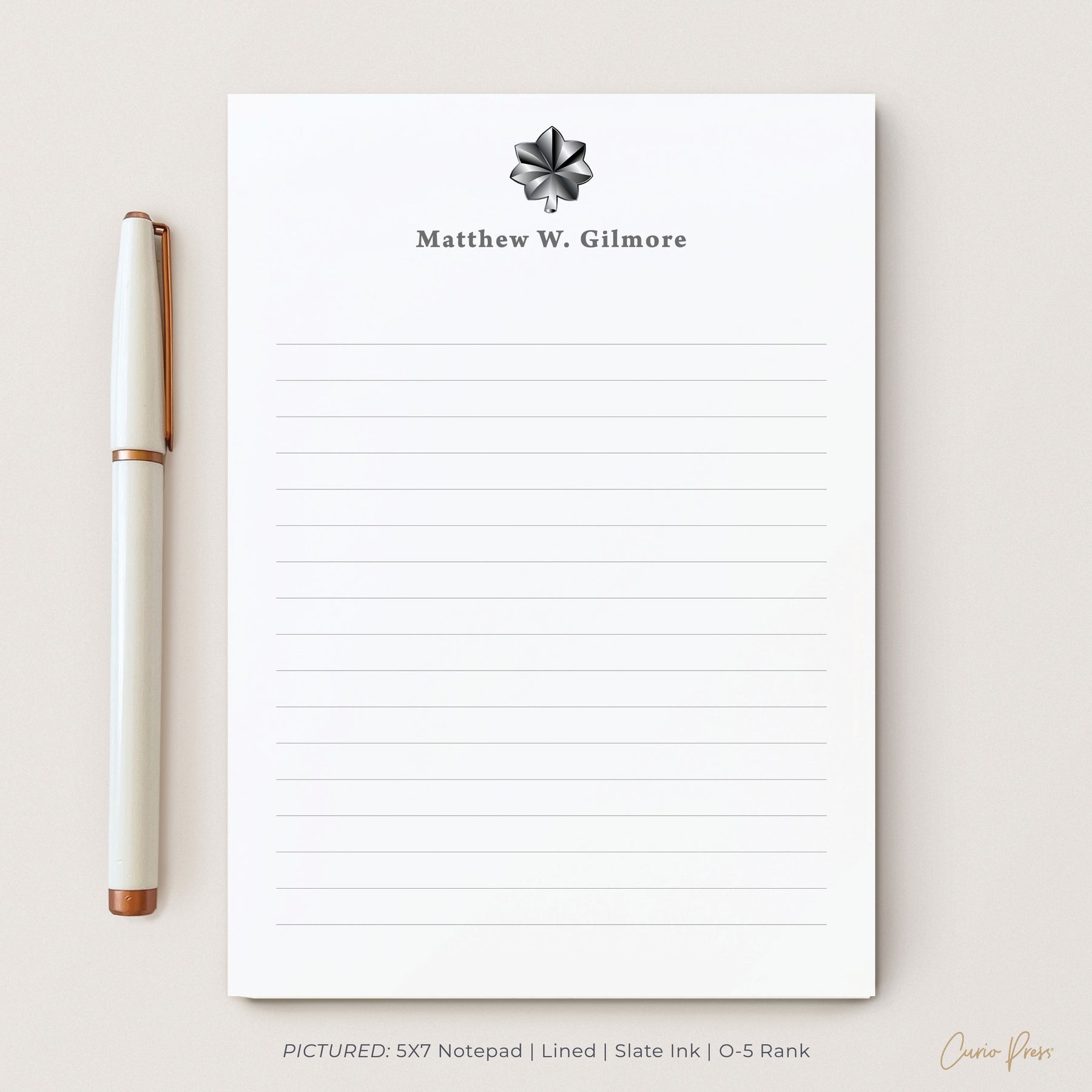 Personalized Notepad Military Military Rank | Personalized Notepad | Curio Press
