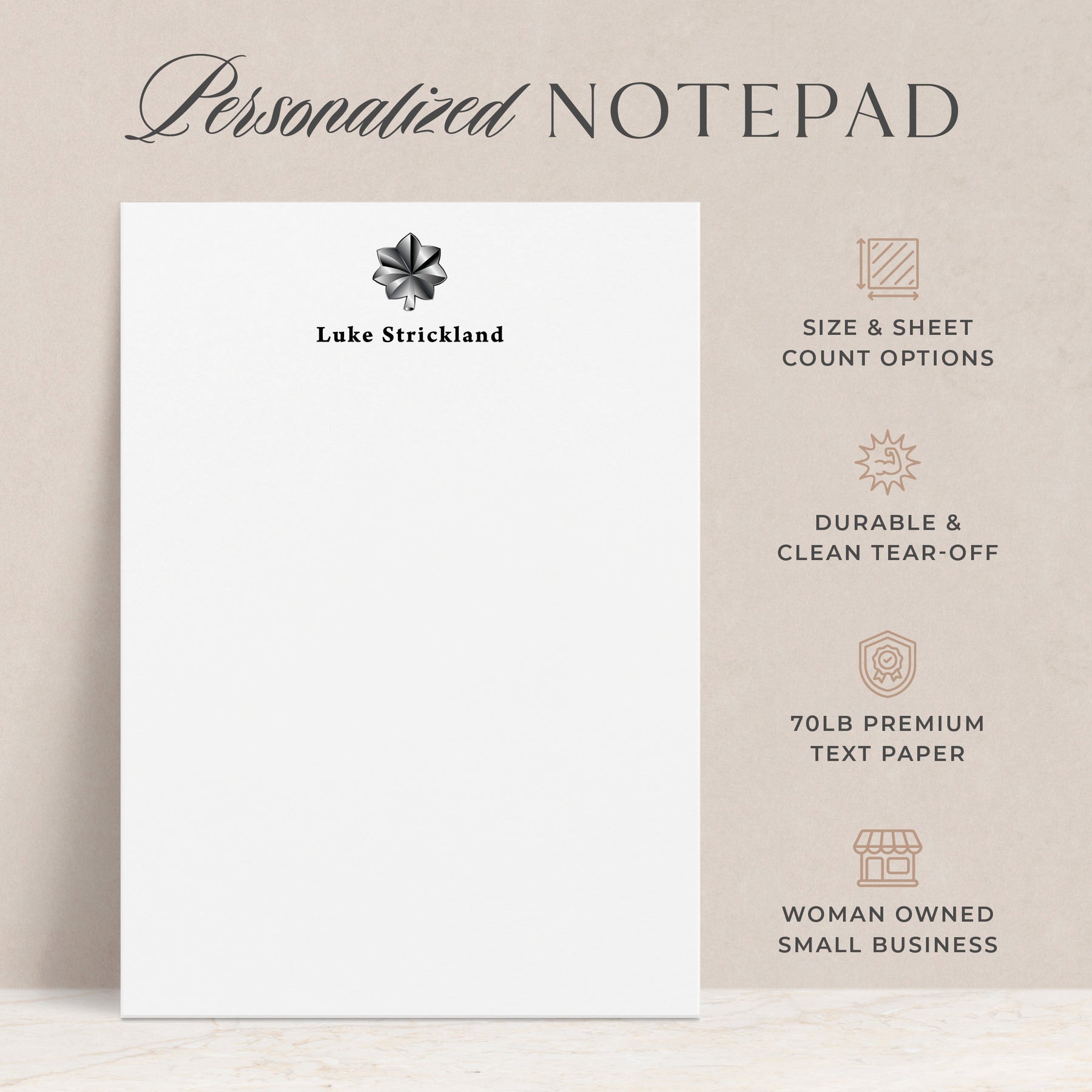 Personalized Notepad Military Military Officer | Personalized Notepad | Curio Press