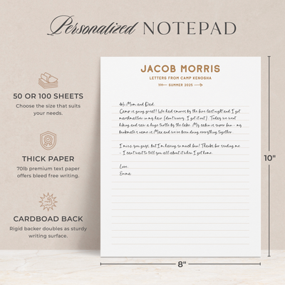 At Curio Press, our personalized notepads are made with 70lb premium paper with a durable, clean tear-off and are available in 50 or 100 sheet counts