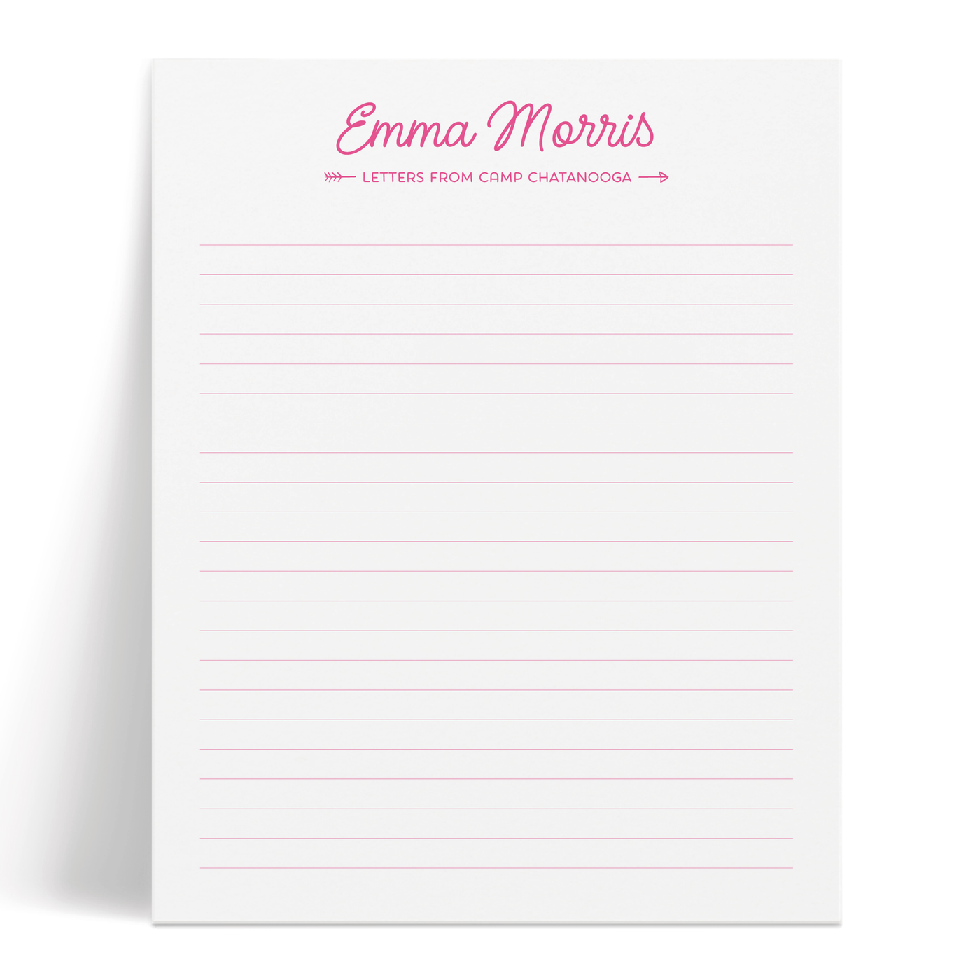 Our personalized "letters from camp" notepads pair fun fonts with bright, bold colors making it effortless to send notes home this summer