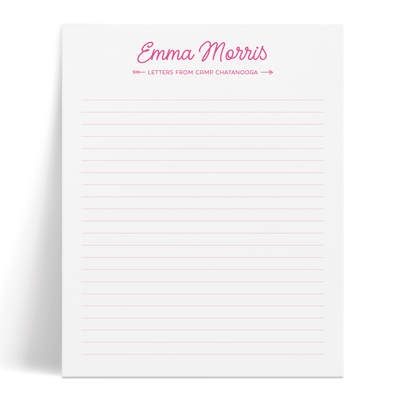 Our personalized "letters from camp" notepads pair fun fonts with bright, bold colors making it effortless to send notes home this summer