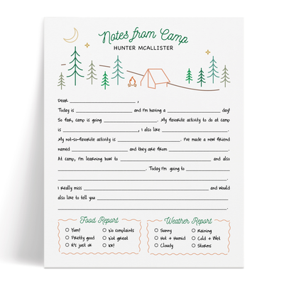 Our fill-in notepad is perfect for helping kids write letters home from summer camp