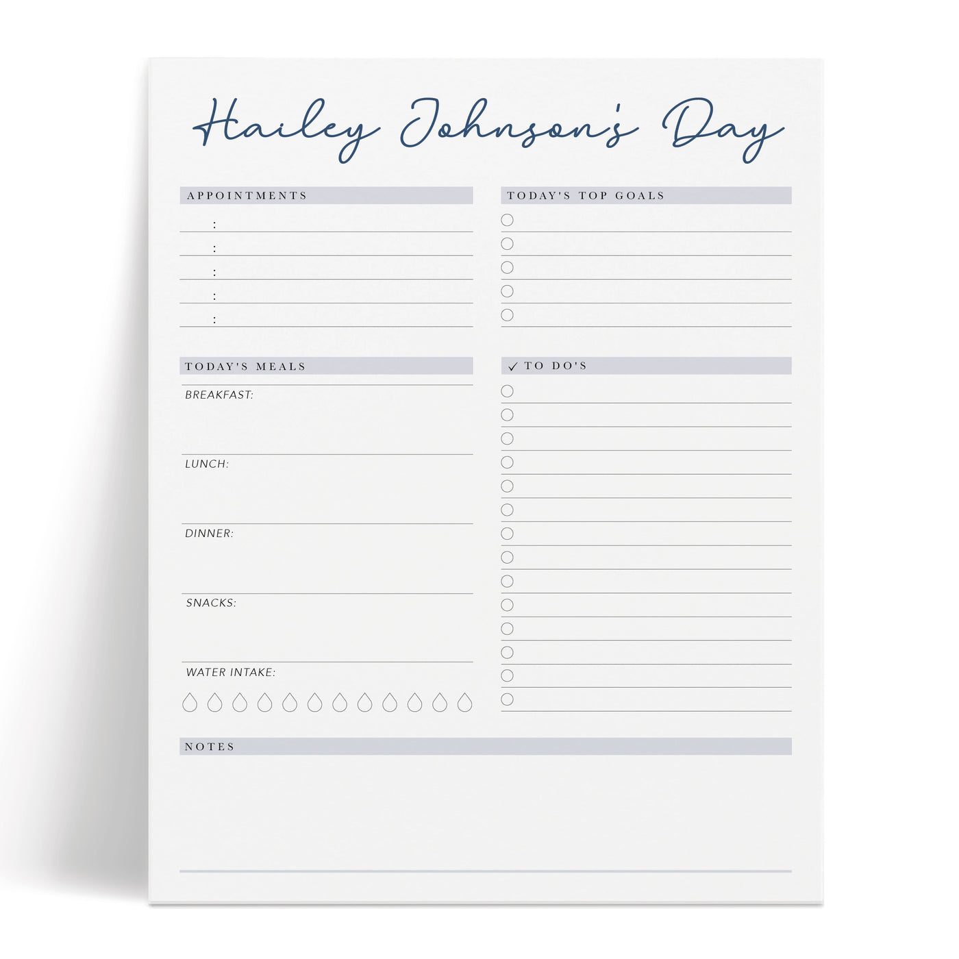 Intentions Daily Planner: Notepad