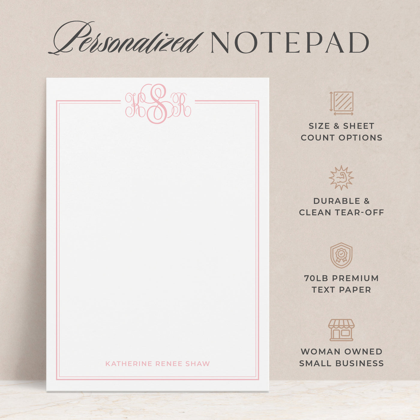 Classic Monogram | Monogrammed Notepad | Curio Press