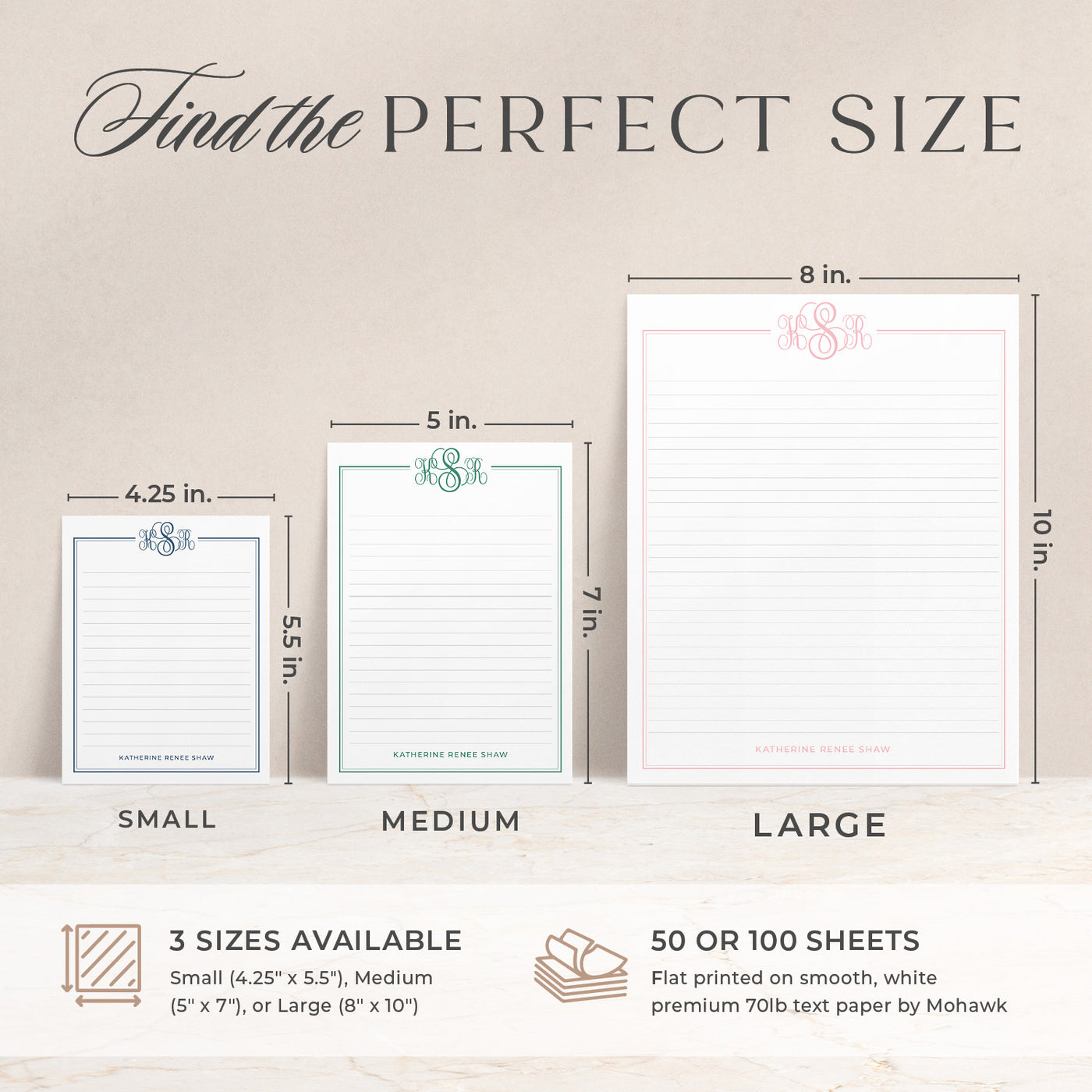 555 Notepad Classic Monogram | Monogrammed Notepad | Curio Press