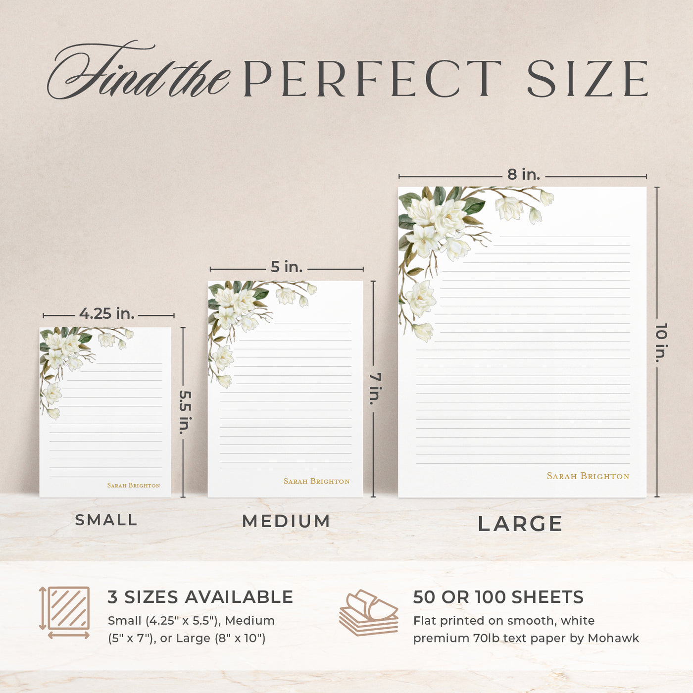 Magnolia | Personalized Notepad | Curio Press