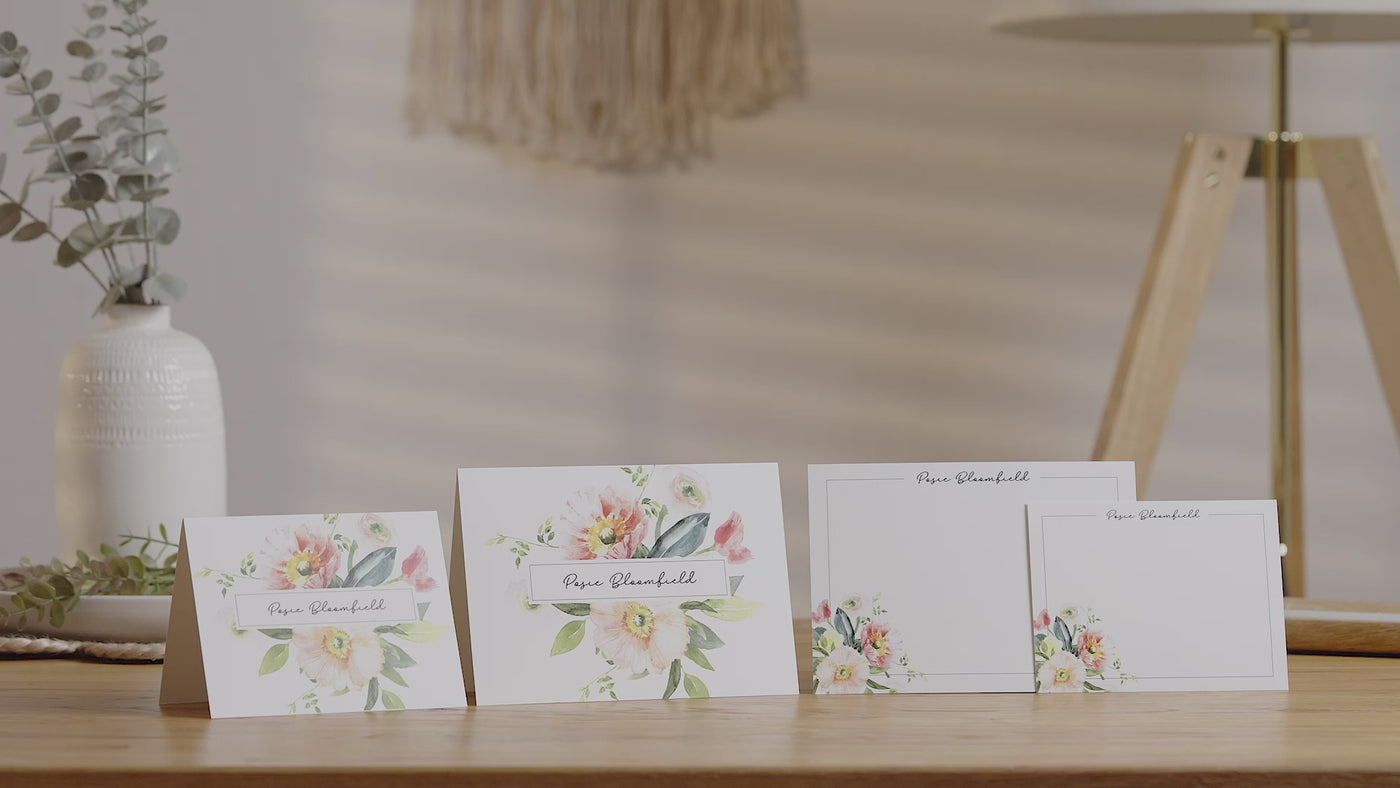 Burgundy Florals: Flat Card Set