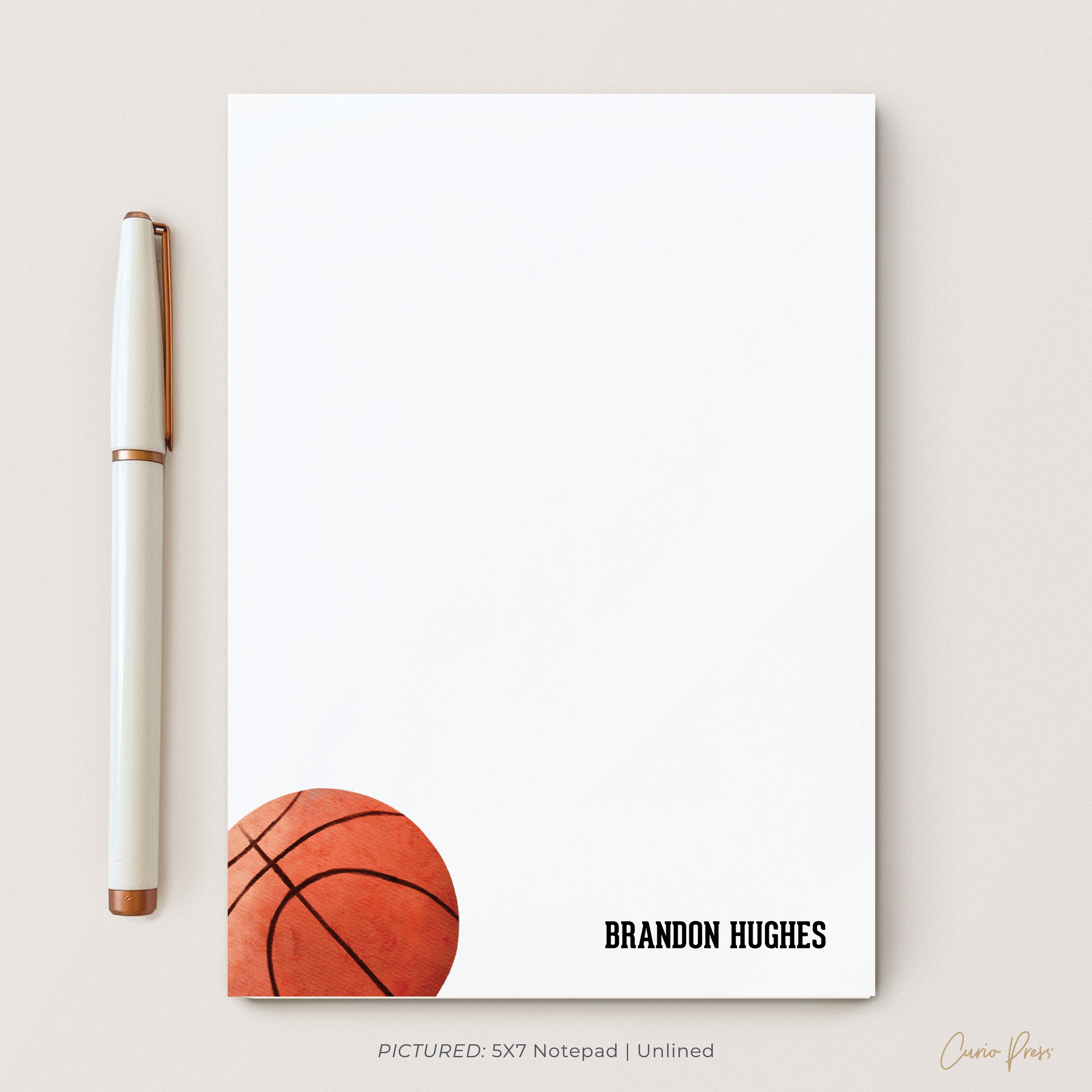 Notes Basket Basketball | Personalized Notepad | Curio Press