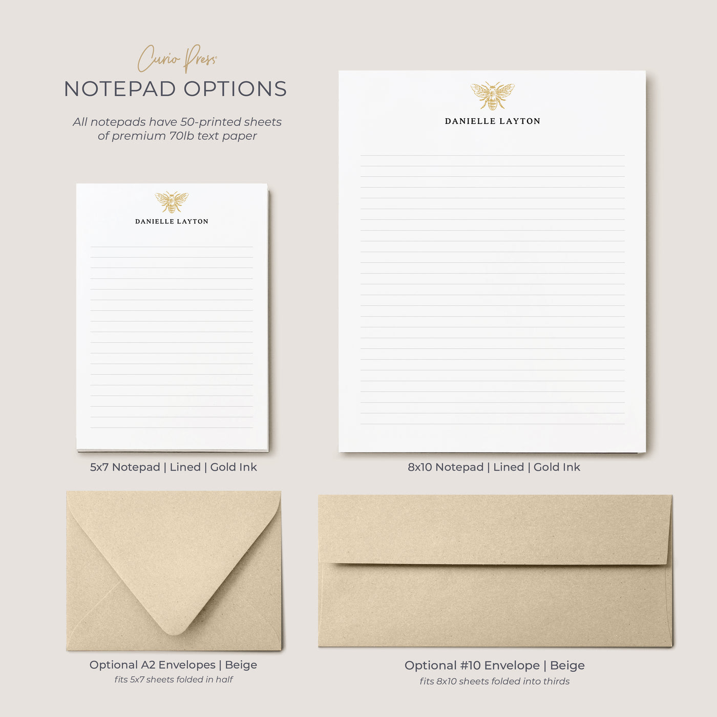 Bee | Personalized Notepad | Curio Press