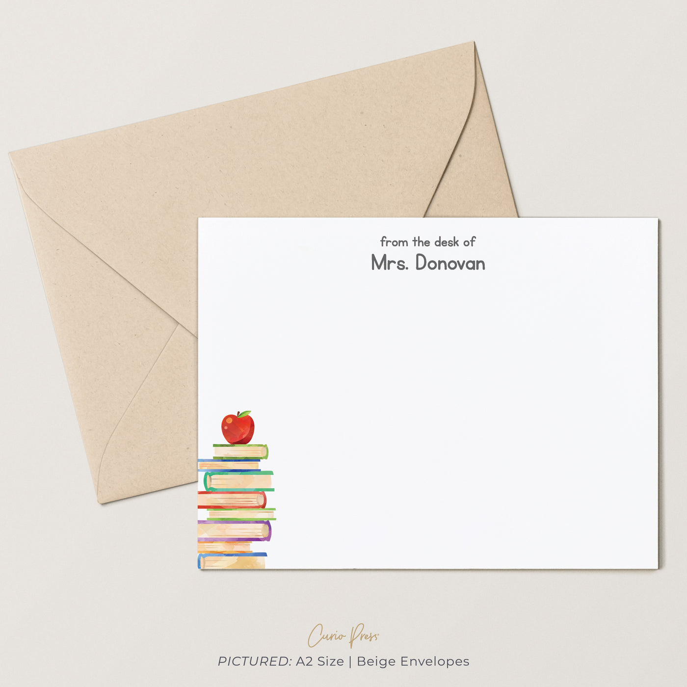 Curio Press Personalized Stationery Flat Note Cards and Envelopes