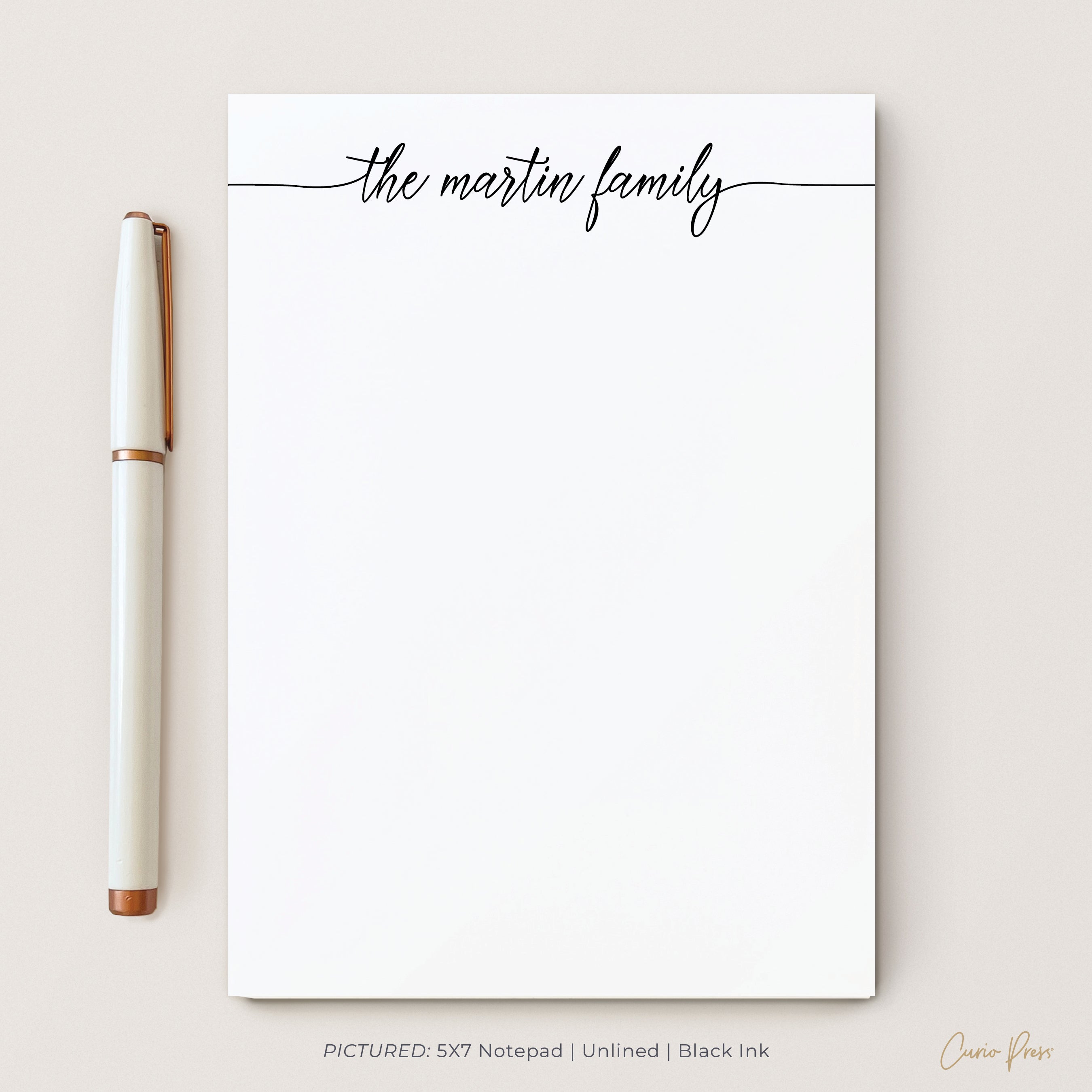 Flowing Script | Personalized Notepad | Curio Press