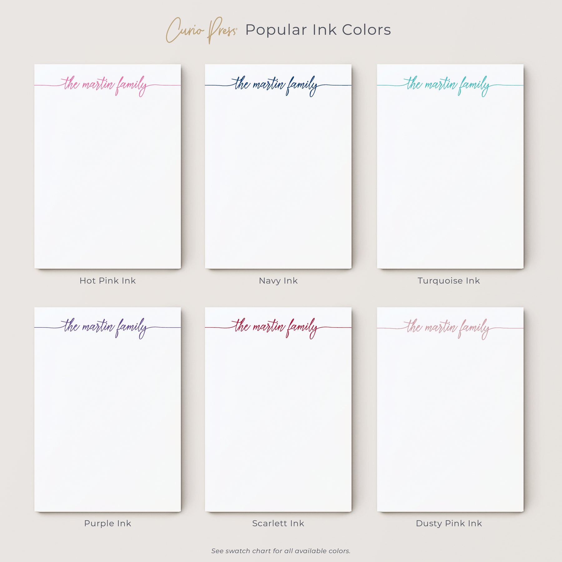 Flowing Script | Personalized Notepad | Curio Press