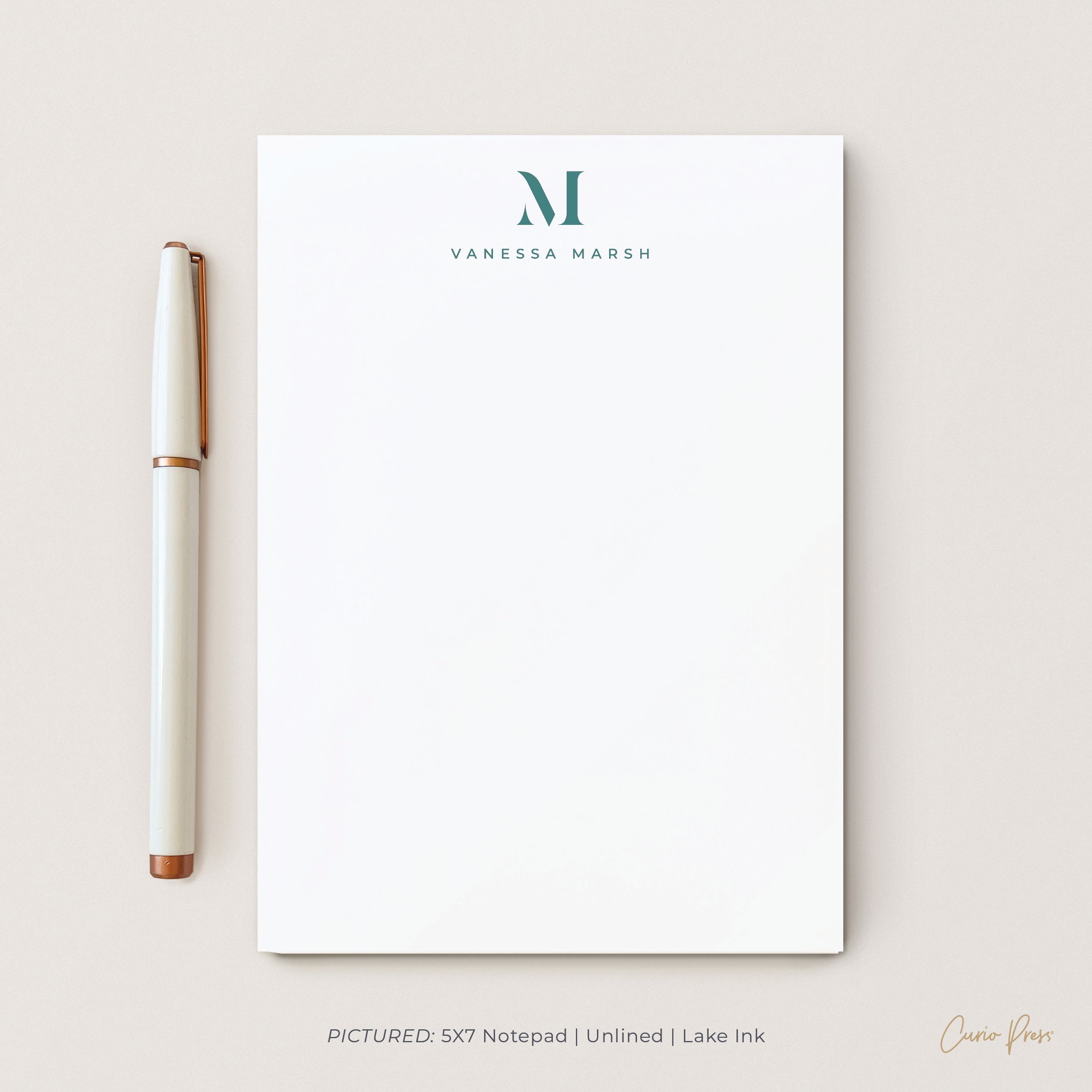 Monogram Notepad Elegant Monogram | Monogrammed Notepad | Curio Press
