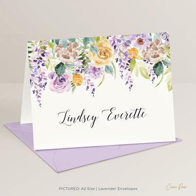Purple Flowers: Folded Card Set